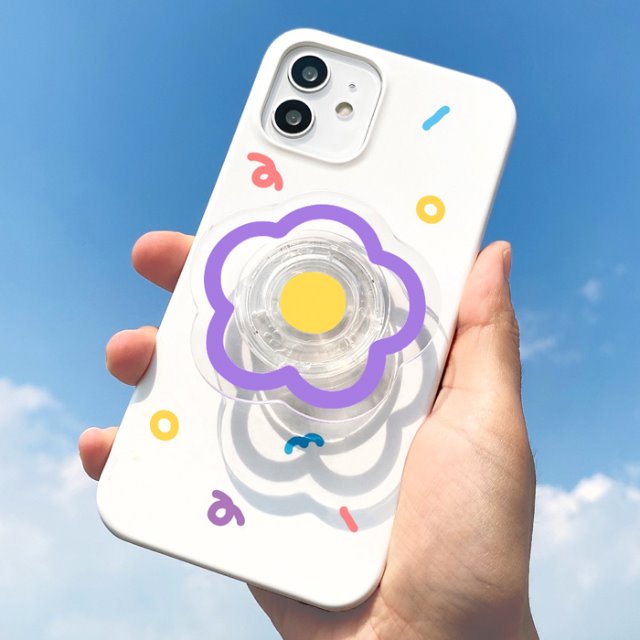 [유광하드+투명톡]보라꽃 휴대폰케이스 에어팟케이스